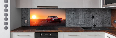 Glazen achterwand keuken Rode auto