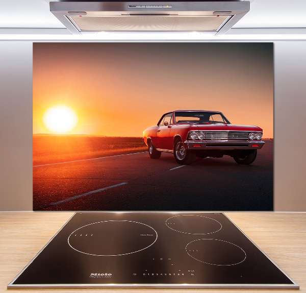 Glazen achterwand keuken Rode auto