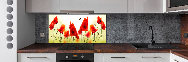 Achterwand keuken Klaprozen