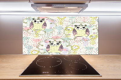 Panel szklany do kuchni Sowy