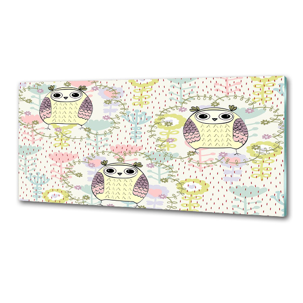 Panel szklany do kuchni Sowy