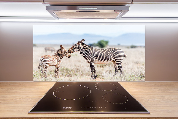 Spatplaat keuken Zebra's in de bergen