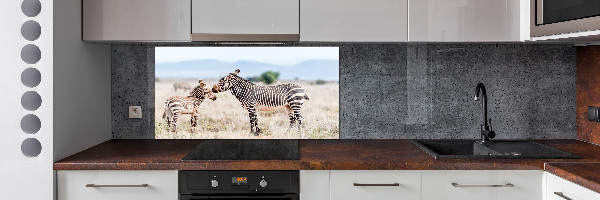 Spatplaat keuken Zebra's in de bergen