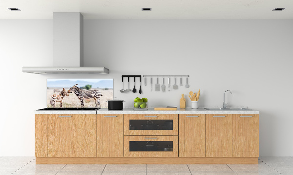 Spatplaat keuken Zebra's in de bergen
