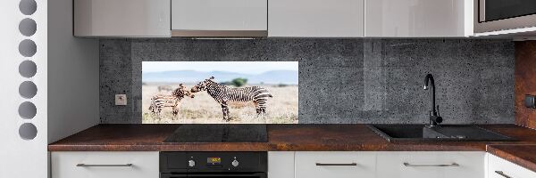 Spatplaat keuken Zebra's in de bergen