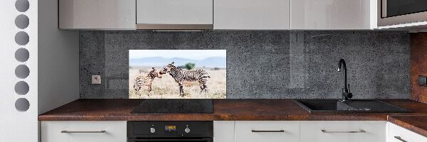 Spatplaat keuken Zebra's in de bergen