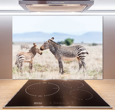 Spatplaat keuken Zebra's in de bergen
