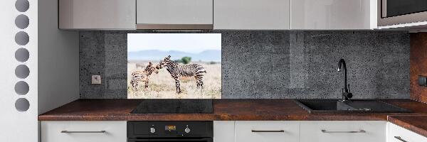 Spatplaat keuken Zebra's in de bergen