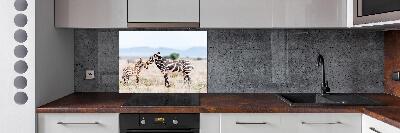 Spatplaat keuken Zebra's in de bergen