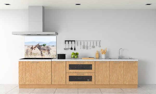 Spatplaat keuken Zebra's in de bergen