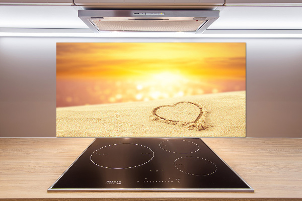 Spatscherm keuken Hart in het zand