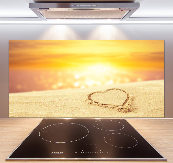 Spatscherm keuken Hart in het zand