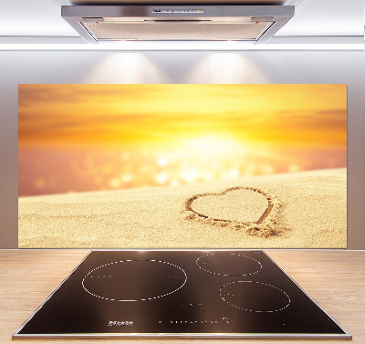 Spatscherm keuken Hart in het zand