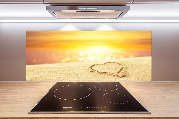 Spatscherm keuken Hart in het zand