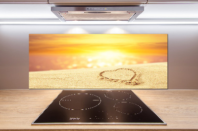 Spatscherm keuken Hart in het zand