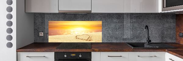 Spatscherm keuken Hart in het zand