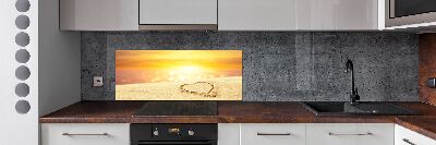 Spatscherm keuken Hart in het zand