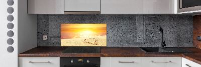 Spatscherm keuken Hart in het zand