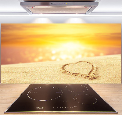Spatscherm keuken Hart in het zand
