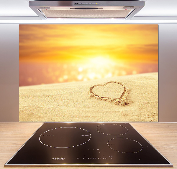 Spatscherm keuken Hart in het zand