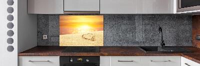 Spatscherm keuken Hart in het zand