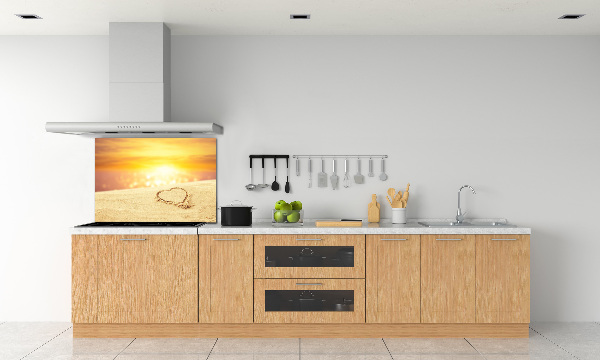 Spatscherm keuken Hart in het zand