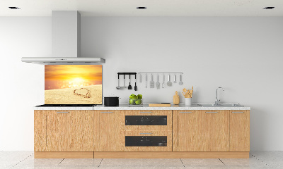 Spatscherm keuken Hart in het zand