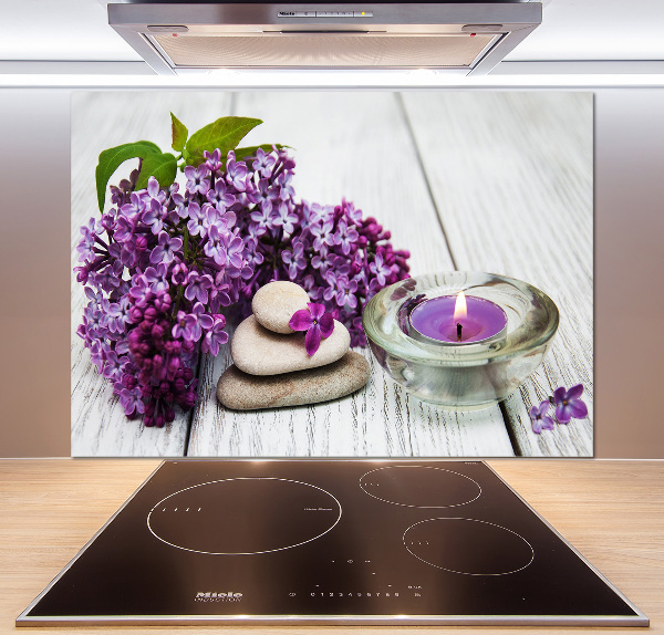 Glazen achterwand keuken Seringen en zenstenen