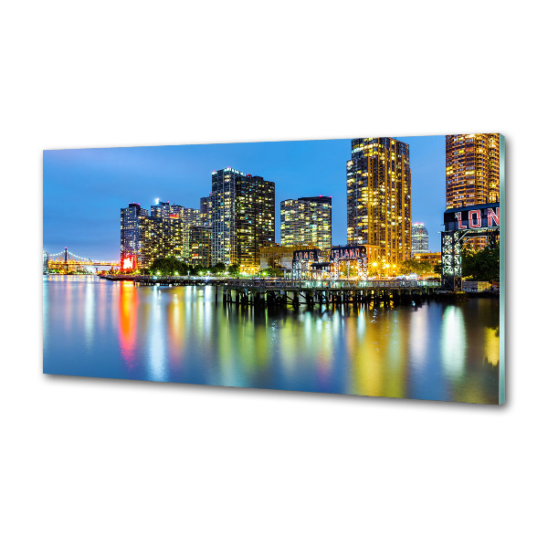 Glazen achterwand keuken New York 's nachts