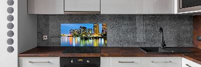 Glazen achterwand keuken New York 's nachts