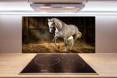 Panel do kuchni Biały koń w stajni