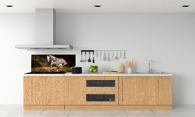 Spatplaat keuken Wit paard in de stal