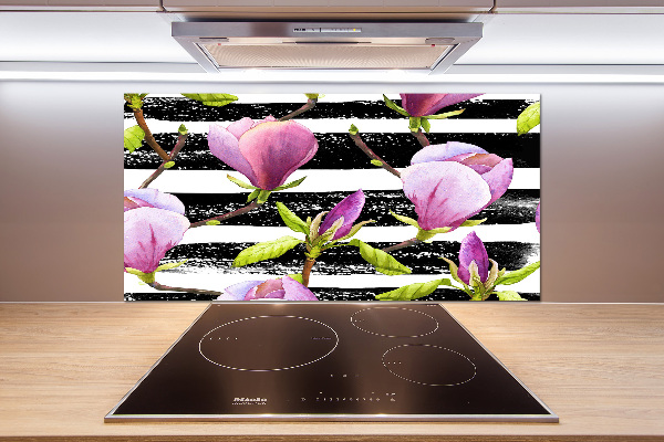 Glazen achterwand keuken Gestreepte magnolia