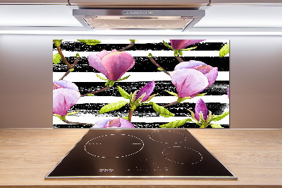 Glazen achterwand keuken Gestreepte magnolia