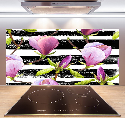 Glazen achterwand keuken Gestreepte magnolia