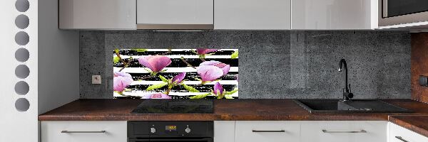 Glazen achterwand keuken Gestreepte magnolia