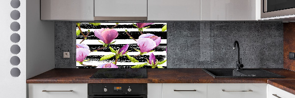 Glazen achterwand keuken Gestreepte magnolia
