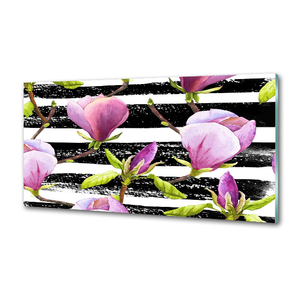 Glazen achterwand keuken Gestreepte magnolia