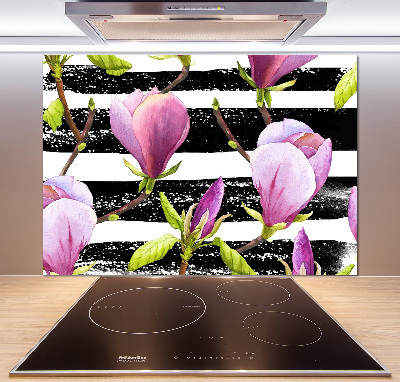 Glazen achterwand keuken Gestreepte magnolia