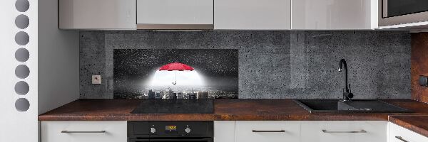 Spatplaat keuken Paraplu boven de stad