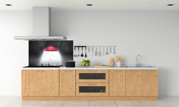 Spatplaat keuken Paraplu boven de stad