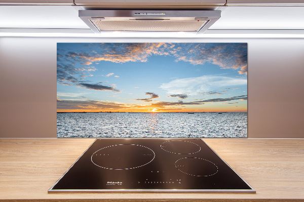 Spatscherm keuken Schemering aan zee
