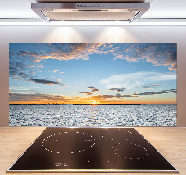 Spatscherm keuken Schemering aan zee