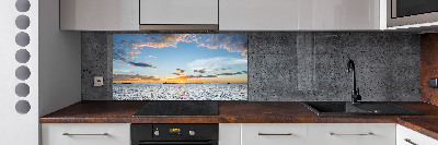 Spatscherm keuken Schemering aan zee