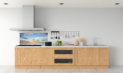 Spatscherm keuken Schemering aan zee
