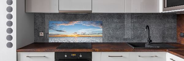 Spatscherm keuken Schemering aan zee