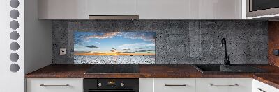 Spatscherm keuken Schemering aan zee