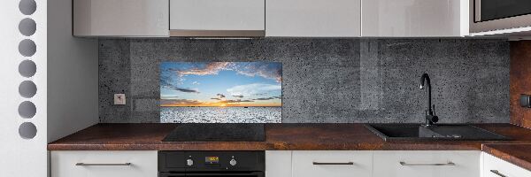 Spatscherm keuken Schemering aan zee