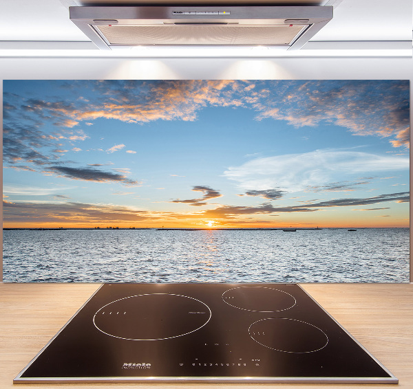 Spatscherm keuken Schemering aan zee
