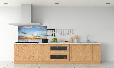 Spatscherm keuken Schemering aan zee